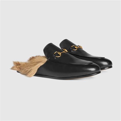 gucci slippers con pelo|Women's Princetown slipper in black GG leather .